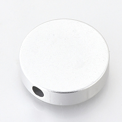 Silver Eco-Friendly Aluminium Beads, Laser Cut Beads, Flat Round, Silver, 25x7mm, Hole: 4mm