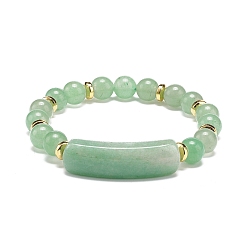 Green Aventurine Natural Green Aventurine Rectangle Beaded Stretch Bracelet, Gemstone Jewelry for Women, Inner Diameter: 2 inch(5.1cm)