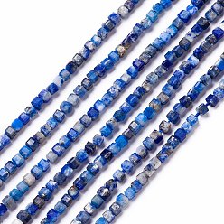 Lapis Lazuli Natural Lapis Lazuli Beads Strands, Faceted, Cube, 2x2x2mm, Hole: 0.5mm, about 210pcs/strand, 15.87 inch(40.3cm)