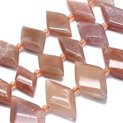 Sunstone Natural Sunstone Beads Strands, Faceted, Rhombus, 21~32x10~18x5~7mm, Hole: 0.6~0.8mm, about 20~25pcs/strand, 15 inch~15.7 inch(38~40cm)