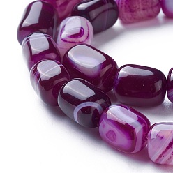 Purple Natural Dyed Agate Beads Strands, Cuboid, Purple, 14~18x10~11x10~11mm, Hole: 1.5mm, about 25pcs/strand, 15.1 inch(38.5cm)