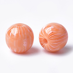 Coral Resin Beads, Round, Coral, 12x11.5mm, Hole: 2.5mm