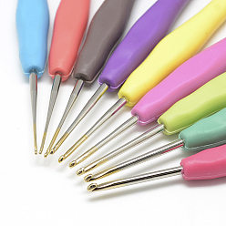 (52) Непрозрачная лаванда Железные крючки крючки иглы, с резиновой ручкой, разноцветные, 135x11x9 мм, контактный: 0.5~2.5 мм, 9шт / набор