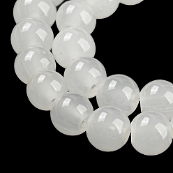 Белый Выпечки окрашены имитация нефрита стекловолокна круглый шарик, белые, 6.5 мм, отверстие : 1.5 мм, около 145 шт / нитка, 31.8 дюйм