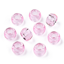 Pearl Pink Transparent Plastic Beads, Barrel, Pearl Pink, 9x6mm, Hole: 3.8mm, about 1950pcs/500g
