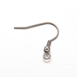 Stainless Steel Color 304 Stainless Steel Earring Hooks, with Horizontal Loop, Stainless Steel Color, 20x20.5x3mm, Hole: 1.5mm, 20 Gauge, Pin: 0.8mm