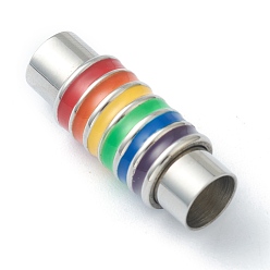 Coloré 304 fermoirs magnétiques en acier inoxydable avec extrémités à coller, Tube, colorées, 24x7~9mm, diamètre intérieur: 6 mm