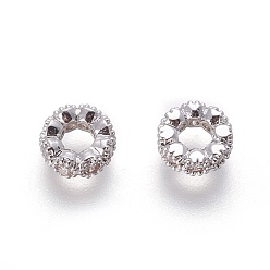Platinum Brass Micro Pave Cubic Zirconia Beads, Ring, Clear, Platinum, 6~6.5x2.5mm, Hole: 3mm