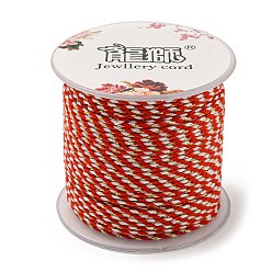 Red 4-Ply Polycotton Cord, Handmade Macrame Cotton Rope, with Gold Wire, for String Wall Hangings Plant Hanger, DIY Craft String Knitting, Red, 1.5mm, about 21.8 yards(20m)/roll