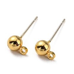 Real 18K Gold Plated Brass Stud Earring Findings, with 925 Silver Pin, Long-Lasting Plated, Cadmium Free & Lead Free, Real 18K Gold Plated, 6x4mm, Hole: 1.2mm, Pin: 0.6mm