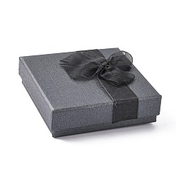 Черный Bowknot коробки подарочные ленты из органзы картона браслет, квадратный, чёрные, 90x90x27 мм