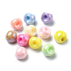Mixed Color Plating Iridescent Acrylic Beads, Round, Mixed Color, 15.5x16mm, Hole: 3.5mm