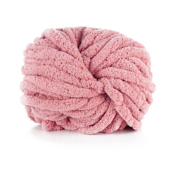 Pale Violet Red Polyester Wool Jumbo Chenille Yarn, Premium Soft Giant Bulky Chunky Arm Hand Finger Knitting Yarn, for Handmade Braided Knot Pillow Throw Blanket, Pale Violet Red, 20mm, about 27m/roll