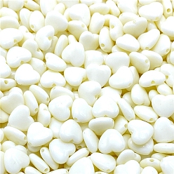White Opaque Acrylic Beads, Heart, White, 9mm, 50pcs/bag