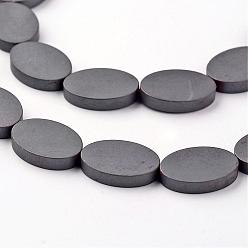 Original Color Non-magnetic Synthetic Hematite Beads Strands, Frosted, Oval, Original Color, 14x10x3mm, Hole: 1mm, about 29pcs/strand, 15.7 inch