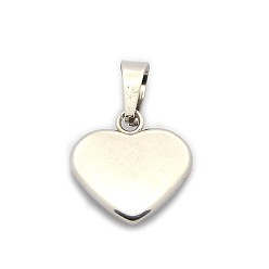Color de Acero Inoxidable Moda 304 de acero inoxidable colgantes del corazón en blanco, color acero inoxidable, 17x17x3.5 mm, agujero: 8x4 mm