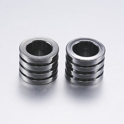 Gunmetal 304 Stainless Steel Beads, Column, Grooved Beads, Gunmetal, 10x8mm, Hole: 6.5mm