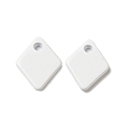 White Spray Painted 201 Stainless Steel Charms, Rhombus Charms, White, 9.5x7.5x1mm, Hole: 1.2mm