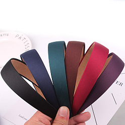 Mixed Color Wide Cloth Hair Bands, Solid Simple Hair Accessories for Women, Mixed Color, 145x130x28mm