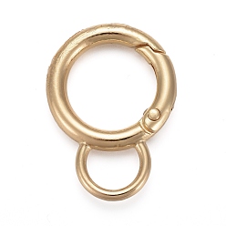 Golden Alloy Spring Gate Ring, with Loop, Circle Key Rings, for Handbag Ornaments Decoration, Cadmium Free & Lead Free, Golden, 33x24x3.5mm, Hole: 9x7mm