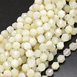 White Moonstone Natural White Moonstone Beads Strands, with Seed Beads, Faceted, Bicone, Double Terminated Point Prism Beads, 9~10.5x8~10mm, Hole: 0.8mm, about 31pcs/strand, 15.16 inch(38.5cm)