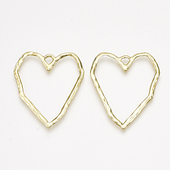 Light Gold Alloy Pendants, Heart, Light Gold, 38x33x1.5mm, Hole: 3mm