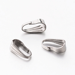 Stainless Steel Color 201 Stainless Steel Snap on Bails, Stainless Steel Color, 8.5x3.5mm, Hole: 8x3mm, Pin: 1x0.5mm