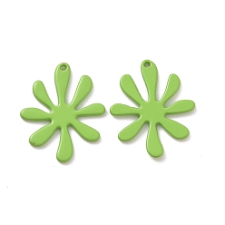 Yellow Green Spray Painted Alloy Pendants, Cadmium Free & Lead Free & Nickle Free, Flower Charm, Yellow Green, 21x16.5x1mm, Hole: 0.8mm