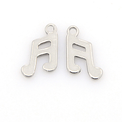 Stainless Steel Color 304 Stainless Steel Charms, Musical Note Pendants, Stainless Steel Color, 12x8x1mm, Hole: 1mm