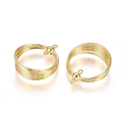 Chapado en Oro Real 18K Colgantes de eslabones 2 de latón, larga duración plateado, anillo, real 18 k chapado en oro, 27x23.5x8.5 mm, agujero: 1.5 mm