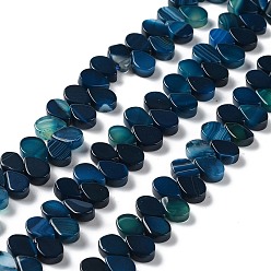 Prussian Blue Natural Agate Beads Strands, Dyed & Heated, Top Drilled, Teardrop, Prussian Blue, 8x5x3mm, Hole: 0.8~1mm, about 52~55pcs/strand, 7.48~7.87 inch(19~20cm)
