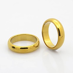 Golden Plated Electroplate Non-Magnetic Synthetic Hematite Wide Band Rings, Golden Plated, 19mm