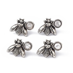 Quartz Crystal Natural Quartz Crystal Bee Stud Earrings, Antique Silver Alloy Earrings with Brass Pins for Women, 15.5x20.5mm, Pin: 0.8mm
