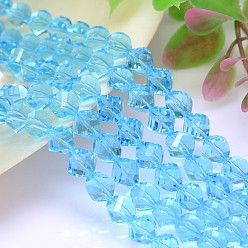 Cornflower Blue Faceted Polyhedron Imitation Austrian Crystal Bead Strands, Grade AAA, Cornflower Blue, 10mm, Hole: 0.9~1mm, about 40pcs/strand, 15.7 inch