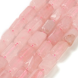 Rose Quartz Natural Rose Quartz Beads Strands, with Seed Beads, Faceted, Column, 5.5~7.5mm, Hole: 0.7mm, about 26~33pcs/strand, 15.67''~16.46''(39.8~41.8cm)