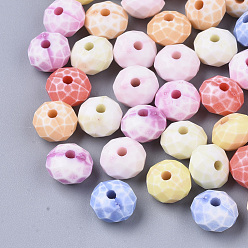 Mixed Color Craft Style Acrylic Beads, Faceted, Rondelle, Mixed Color, 7.5x5mm, Hole: 1.6mm, about 2940pcs/500g
