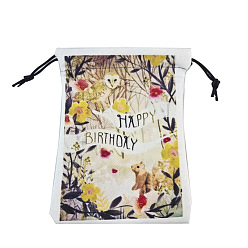 Other Animal Sachets d'emballage en peluche imprimés sacs à cordon, sacs de rangement pour cadeaux d'anniversaire, rectangle, motif animal, 18x13 cm