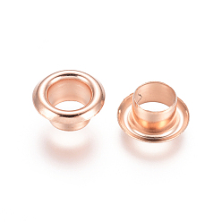 Or Rose Style européen 304 noyau d'oeillet en acier inoxydable, œillet pour les grandes perles de trou, or rose, 9x4.5mm, Trou: 5mm