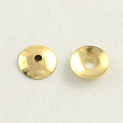 Golden Iron Bead Caps, Cadmium Free & Nickel Free & Lead Free, Disc, Golden, 4x1mm, Hole: 1mm