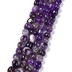 Amethyst Natural Amethyst Beads Strands, Nuggets Tumbled Stone, 6.5~15x7~14x7~14mm, Hole: 1~1.4mm, about 32~33pcs/strand, 15.16~ 15.75 inch(38.5~40cm)
