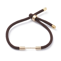 Brown Braided Nylon Cord Bracelet Making, with Brass Findings, Brown, 9-1/2 inch(24cm), Link: 26x4mm