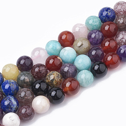 Mixed Stone Natural Mixed Stone Beads Strands, Round, 6mm, Hole: 1mm, about 70pcs/strand, 15.7 inch