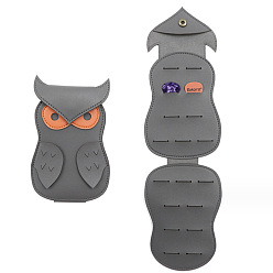 Gray Imitation Leather Storage Bags, with Snap Button, for Guitar Picks Storage, Owl, Gray, 168x109mm