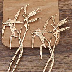 Light Gold Alloy Bamboo Hair Sticks for Enamel, Long-Lasting Plated Hair Accessories for Women, Light Gold, 202x69mm
