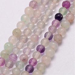 Fluorine Brins de perles naturelles fluorite, ronde, 3~3.5mm, Trou: 0.7mm, Environ 115~125 pcs/chapelet, 16 pouce