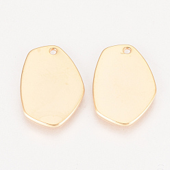 Real 18K Gold Plated Brass Pendants, Nickel Free, Real 18K Gold Plated, 20~20.5x14~14.5x1mm, Hole: 1mm