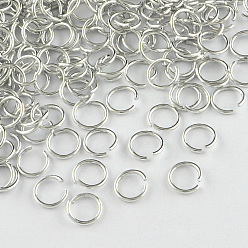 Серебро Алюминиевая проволока открыты кольца прыжок, серебряные, 10x1.0 мм, около 16000 шт / 1000 г