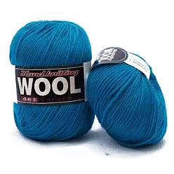 Steel Blue Polyester & Wool Yarn for Sweater Hat, 4-Strands Wool Threads for Knitting Crochet Supplies, Steel Blue, about 100g/roll