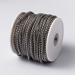Stainless Steel Color 304 Stainless Steel Wheat Chains, Foxtail Chain, Unwelded, with Spool, Stainless Steel Color, 5x3x1mm, about 32.8 Feet(10m)/roll