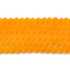 Orange Imitate Austrian Crystal Frosted Glass Beads Strands, Grade AA, Faceted Bicone, Orange, 3.5x3mm, Hole: 0.7mm, about 162~185pcs/strand, 13.15~14.61 inch(33.4~37.1cm)